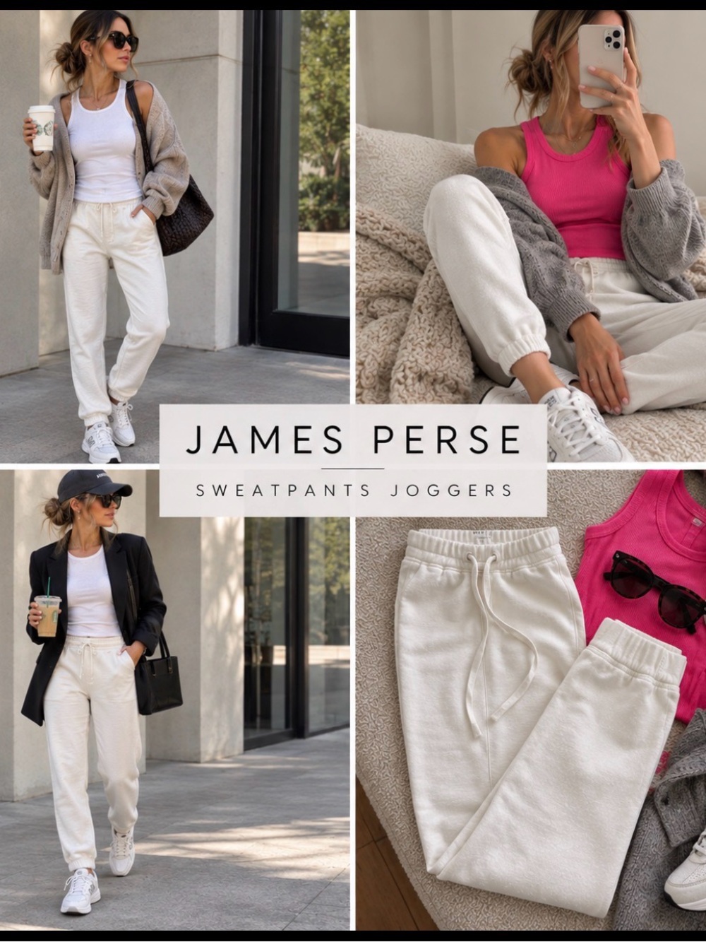 JAMES PERSE 🔥Cotton White Terry Drawstring High Waist Jogger sz XS price firm!